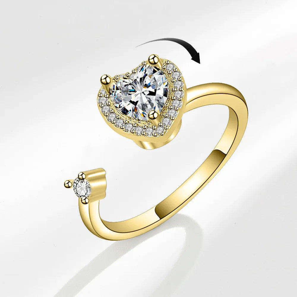 Sunflower Diamond Zircon Rotatable Ring