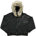 Y2K Aesthetic Harajuku Faux Fur Collar Hoodies Punk Gothic Zip Up Hoodies