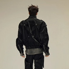 Cyberpunk Crocodile Print Pu Leather Jacket Y2K Streetwear Clothes