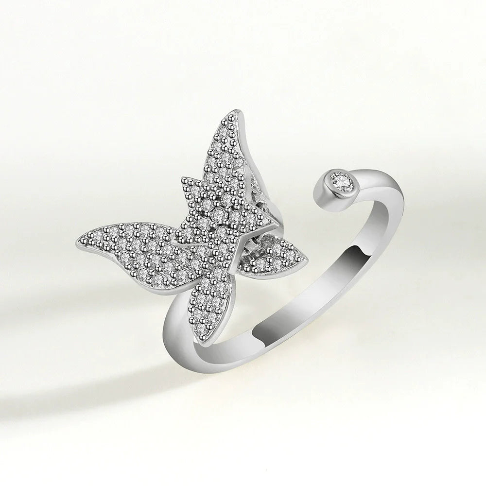 Sunflower Diamond Zircon Rotatable Ring