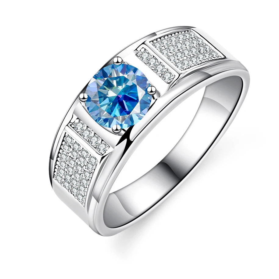 Real 1.0 Carat Moissanite Pure Solid 18K White Gold Ring