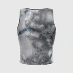 Grunge Punk Tie Dye Eye Letter Graphic Tank Top Women Y2K Crop Top Vest Streetwear