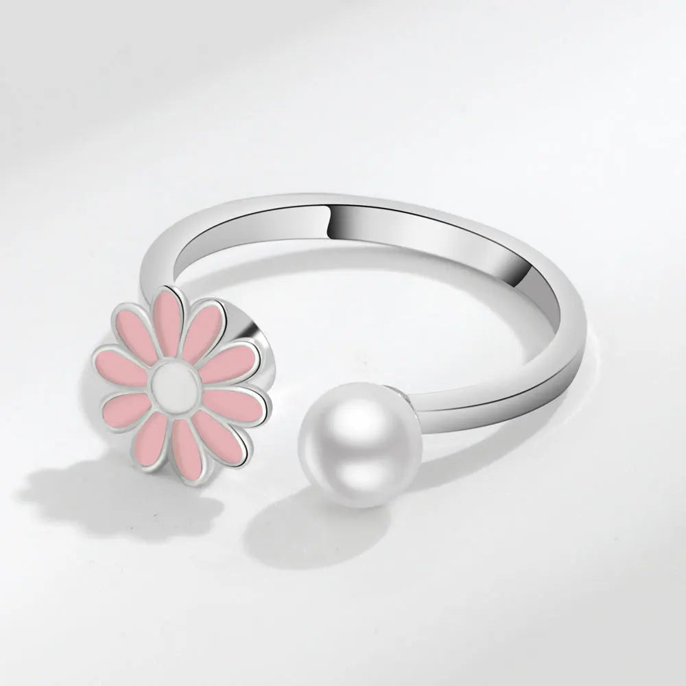 Sunflower Diamond Zircon Rotatable Ring