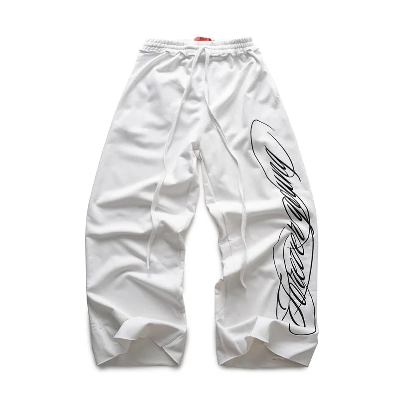Y2K American Retro  Hip-Hop Letter Printed Streetwear Jogger Loose Wide-Leg Oversize Casual Pants