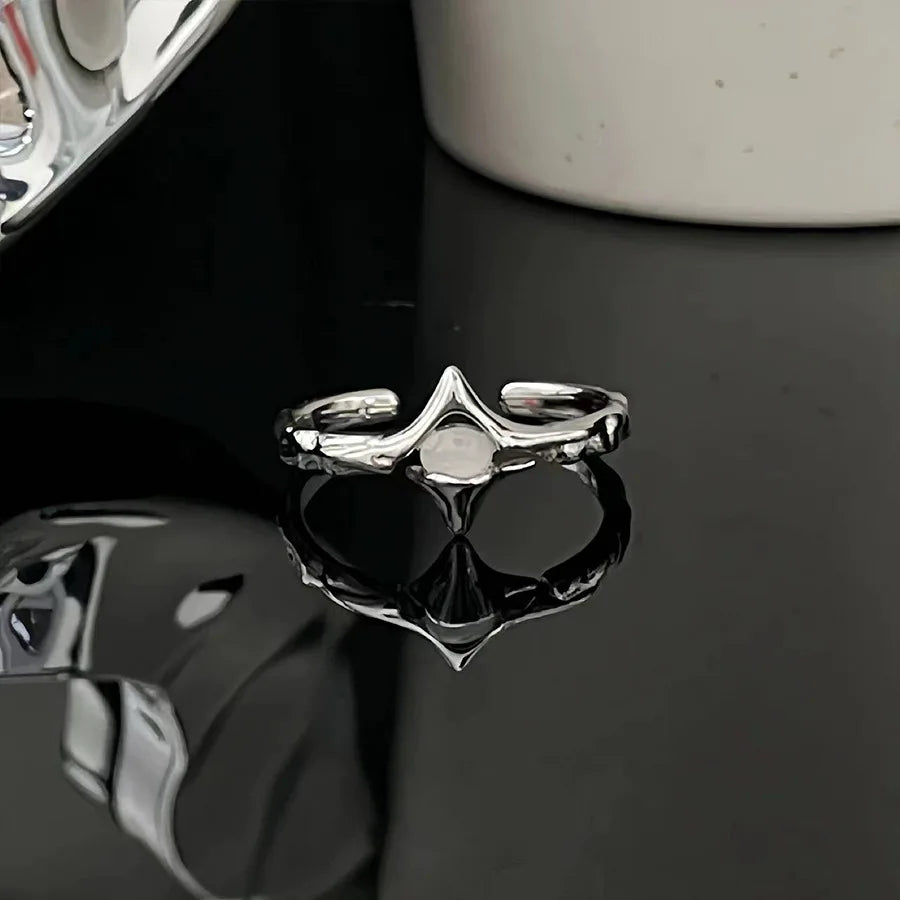 Gothic Irregular Moonstone Cross Opening Ring