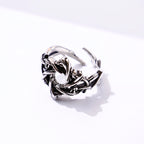 Retro Thorny Vines Star Adjustable Open Ring
