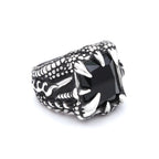 Gothic Vintage Dragon Claw Punk Hip Hop Stainless Steel Black Stone Ring