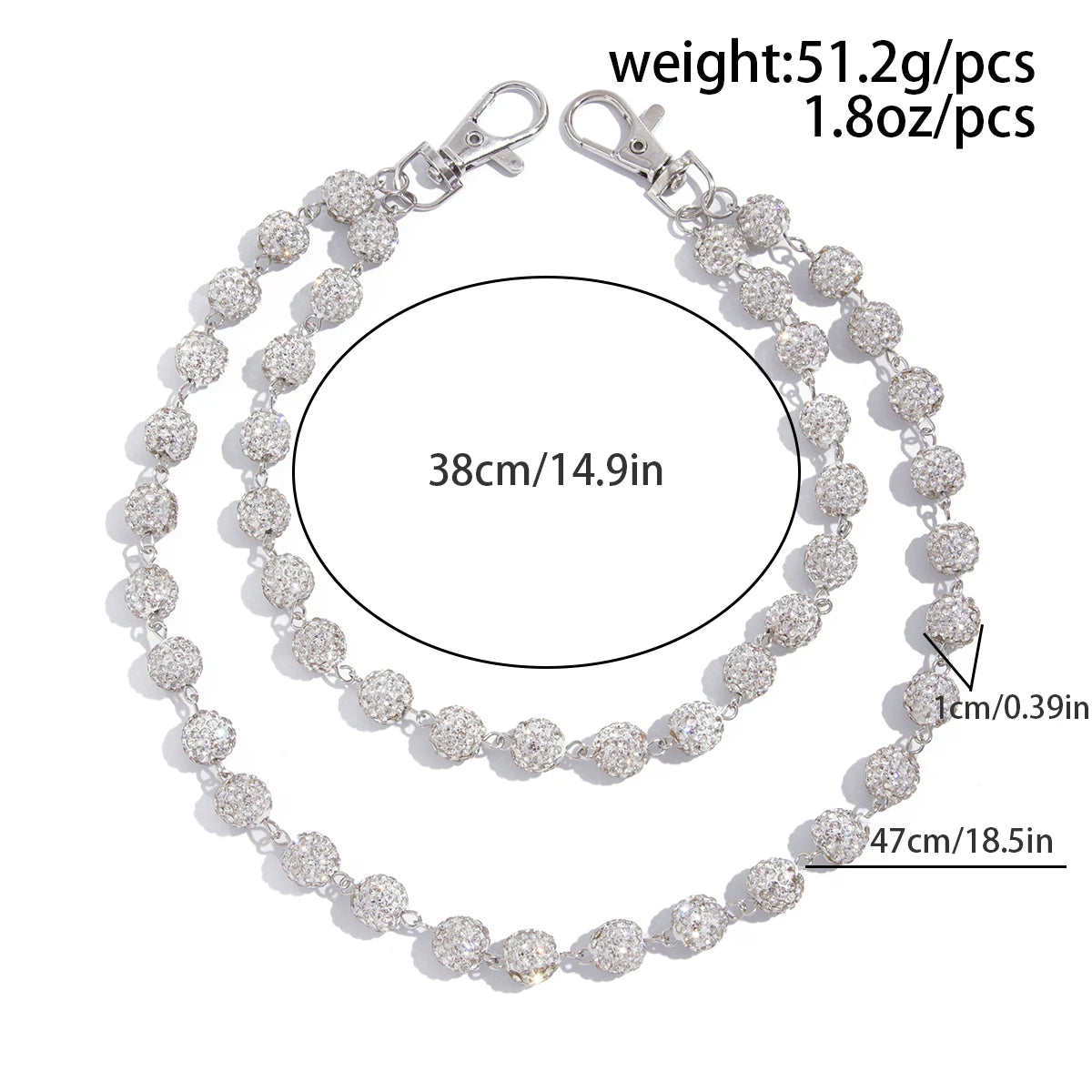 Y2K Sparkling Rhinestone Ball Chain Street Belt Chain