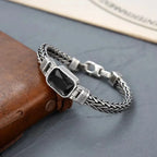 Hand-Knitted Old Vintage Black Stone Bracelet