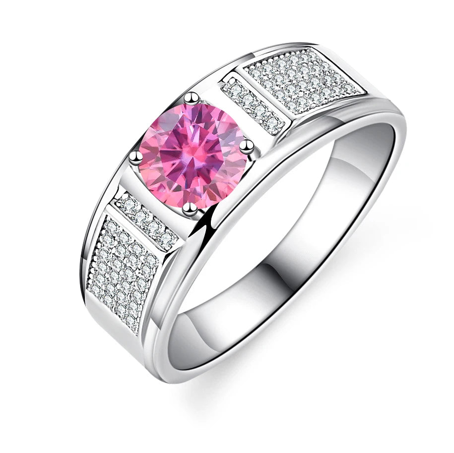 Real 1.0 Carat Moissanite Pure Solid 18K White Gold Ring