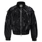 Cyberpunk Crocodile Print Pu Leather Jacket Y2K Streetwear Clothes