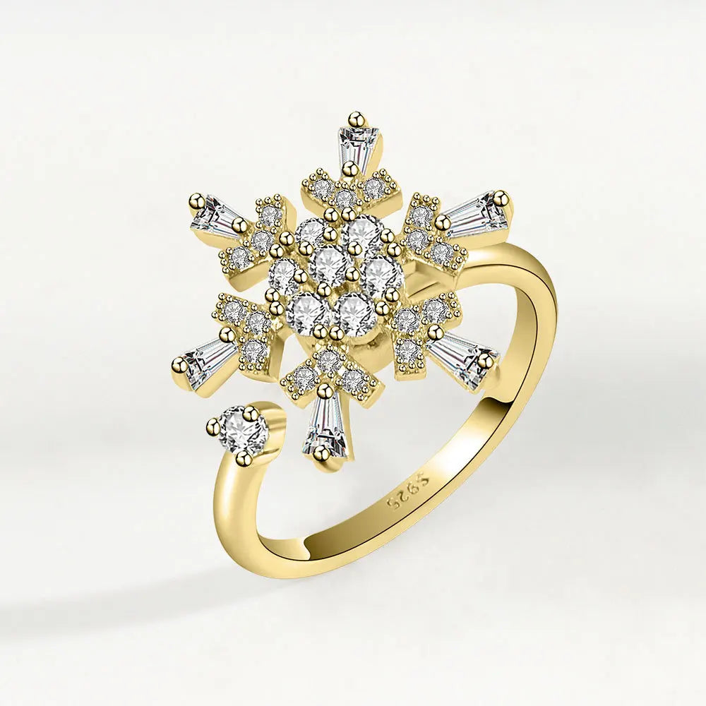 Sunflower Diamond Zircon Rotatable Ring
