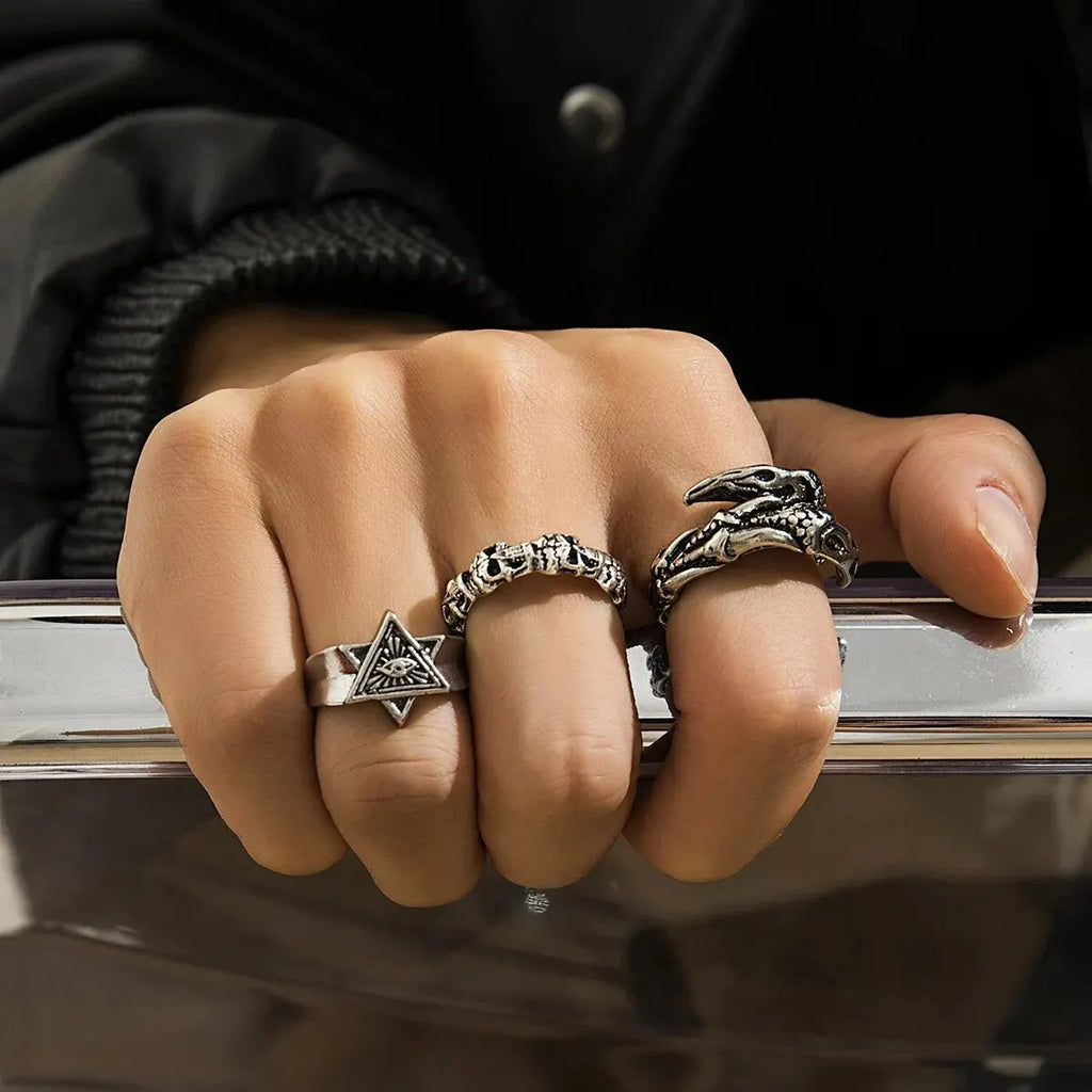 Set  Vintage Cool Claw Geometry Rings