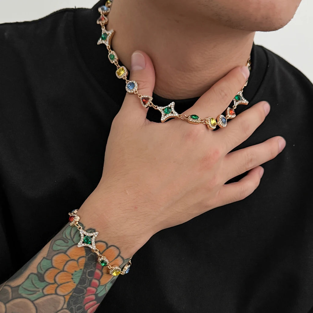 Ingemark Boho Luxury Colorful Crystal Chain Necklace