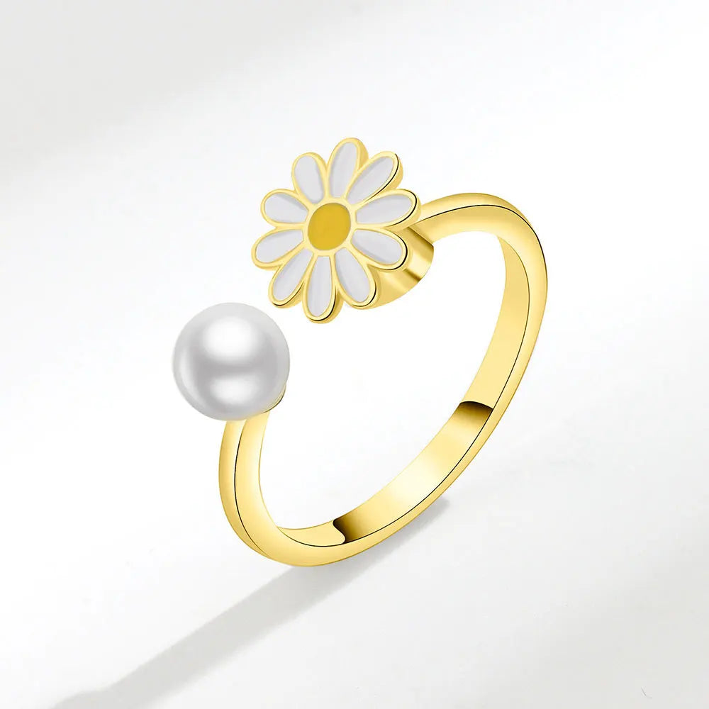 Sunflower Diamond Zircon Rotatable Ring