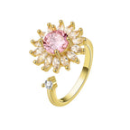 Sunflower Diamond Zircon Rotatable Ring