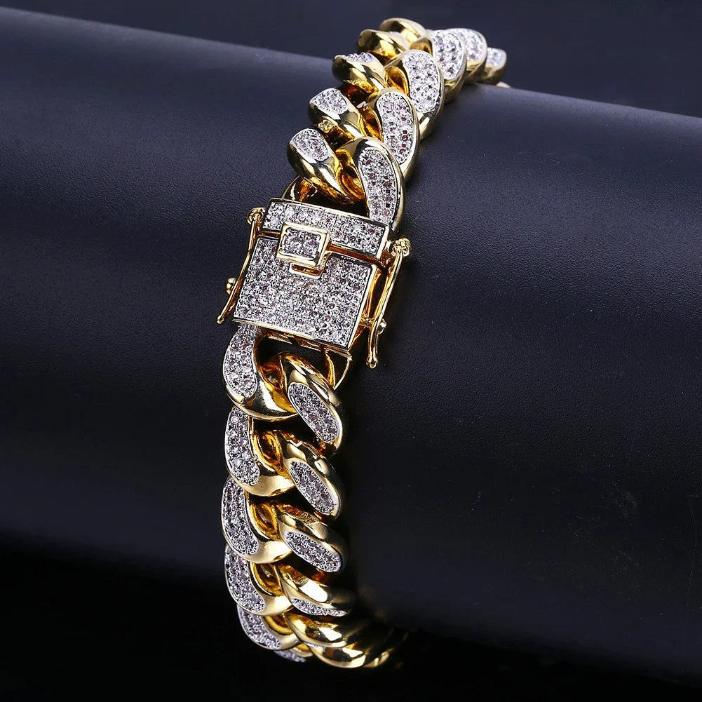 Luxury Iced Out Cuban Link Chain Bracelet