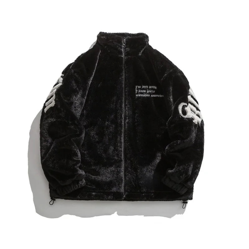 Winter New American Street Letter Embroidered Fleece Casual Warm Jackets