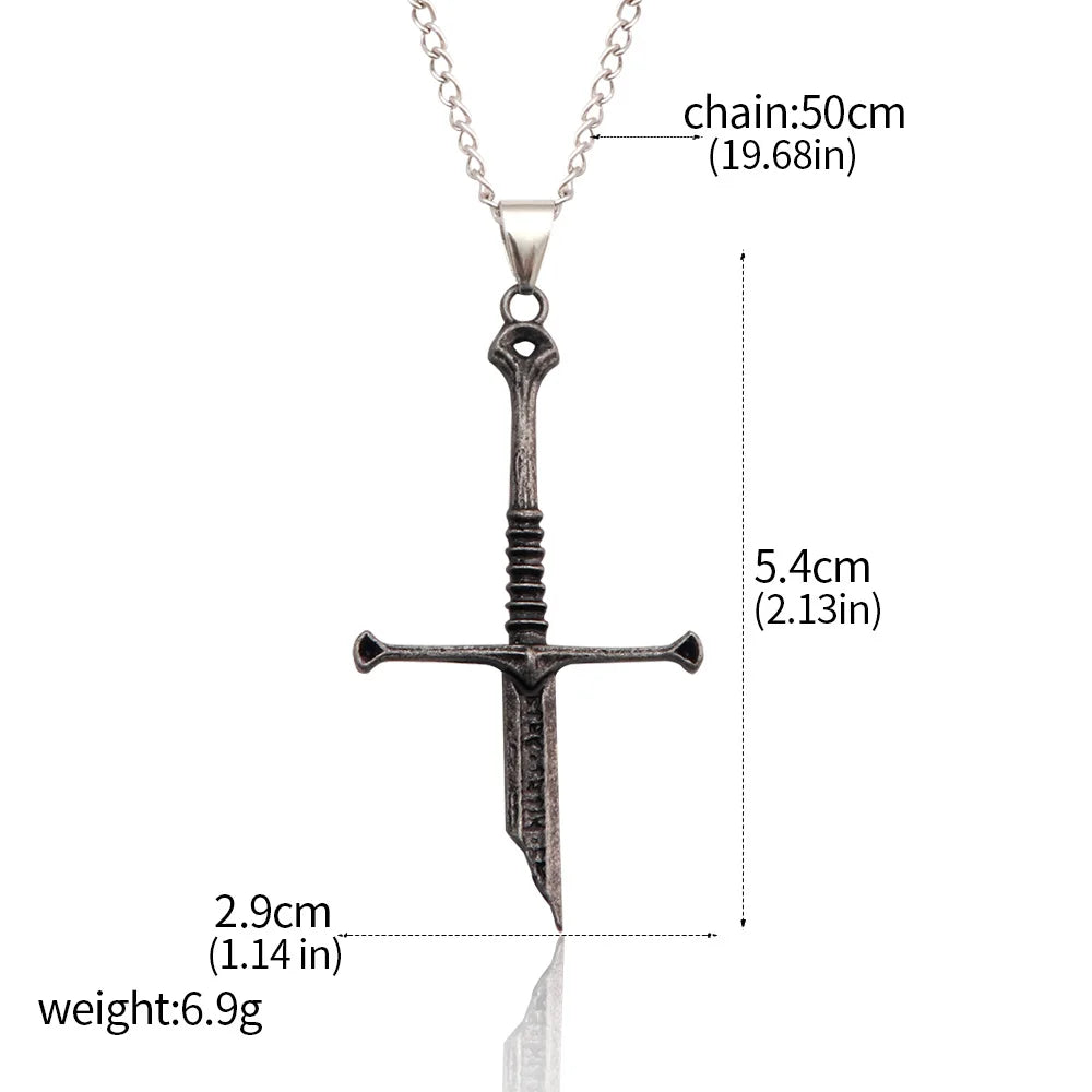 Movie Aragorn Narsil Broken Sword Cosplay Necklace Vintage Punk
