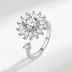 Sunflower Diamond Zircon Rotatable Ring