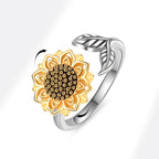 Sunflower Diamond Zircon Rotatable Ring