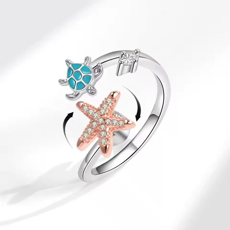Sunflower Diamond Zircon Rotatable Ring