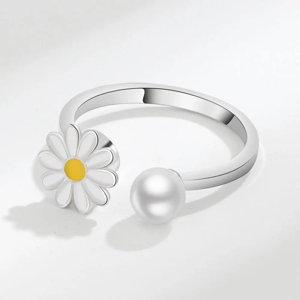 Sunflower Diamond Zircon Rotatable Ring