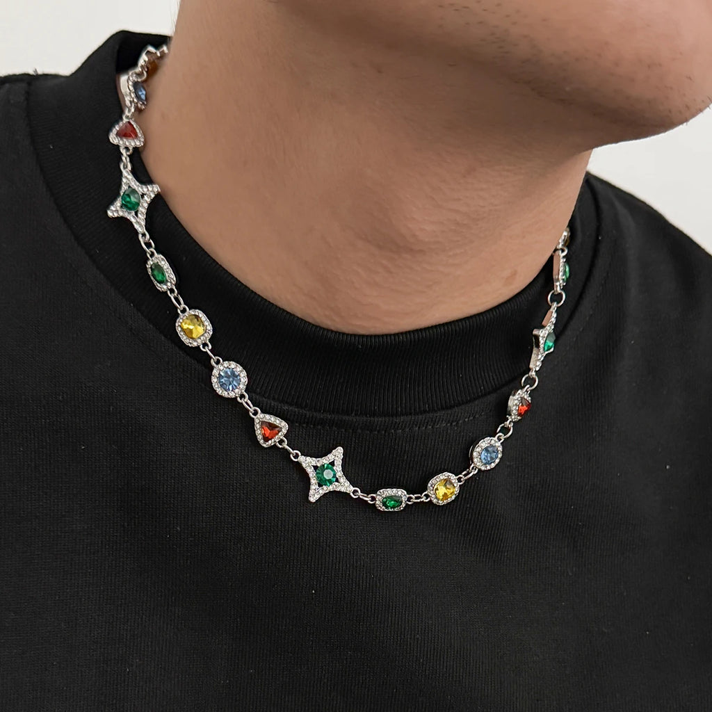 Ingemark Boho Luxury Colorful Crystal Chain Necklace