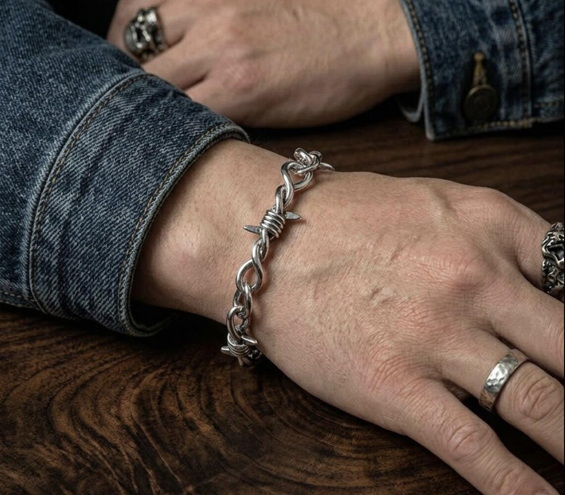 Gothic Bracelet Barbed Wire Chain Bracelets Adjustable Punk Emo Style