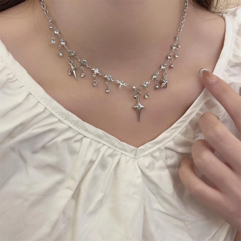 Y2K Celestial Starburst Fringe Choker Necklaces Jewelry