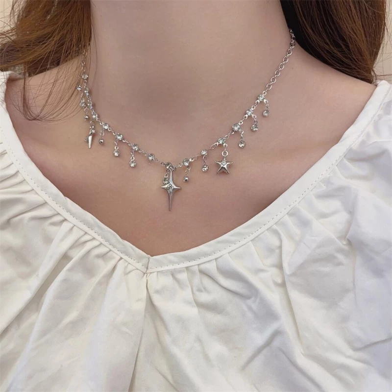 Y2K Celestial Starburst Fringe Choker Necklaces Jewelry