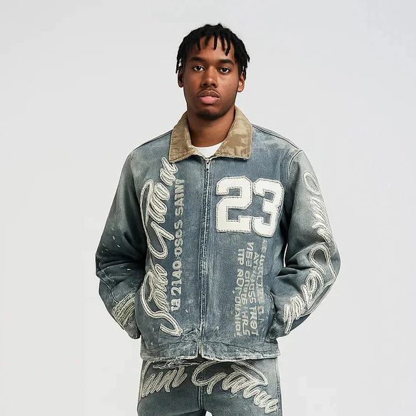 Y2K Archive Distressed Studded Denim Workwear Jacket